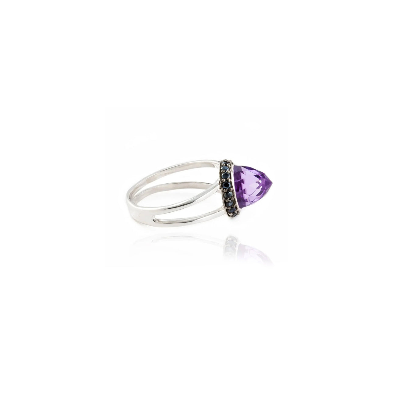 Istanbul Charm Amethyst and Black Spinel Ring in Sterling Silver