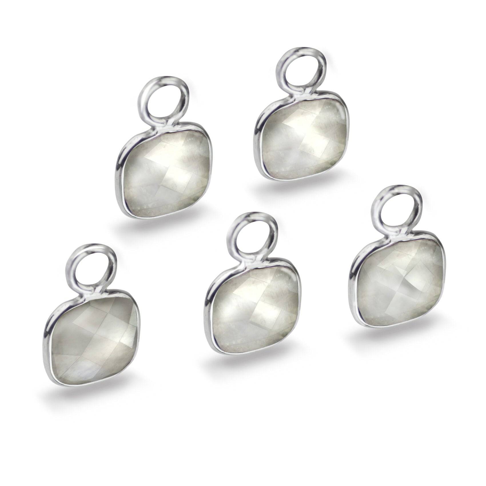 Cushion Shaped 7mm Faceted Moonstone Connectors