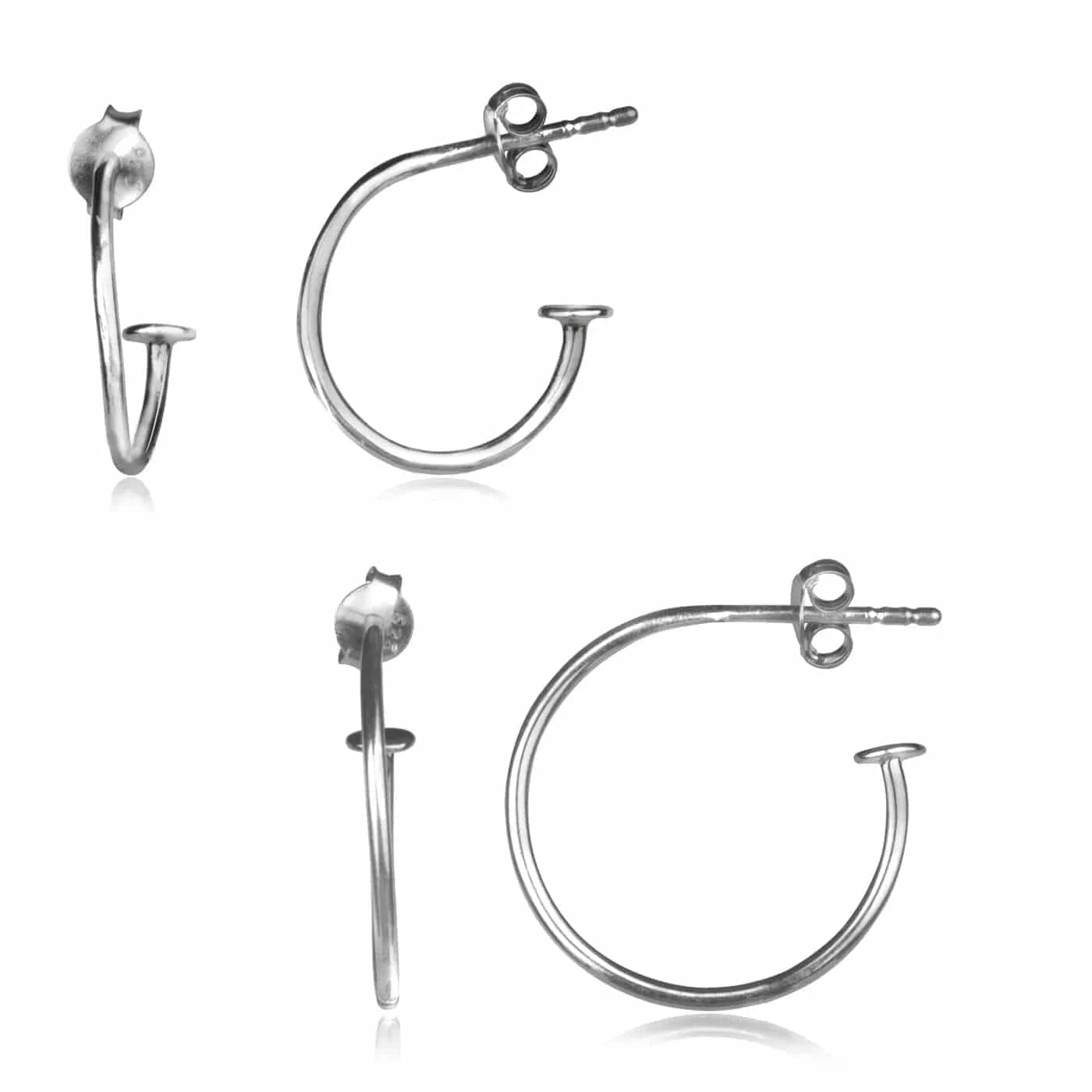 Hoop Earrings with Lightning Bolt Charm in Sterling Silver