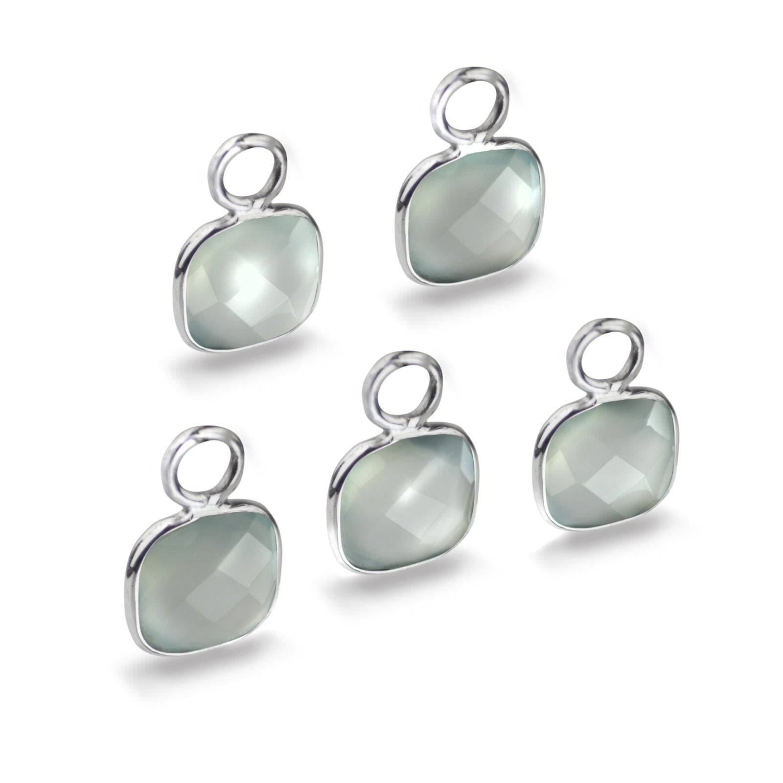 Cushion Shaped 7mm Faceted Aqua Calci Connectors