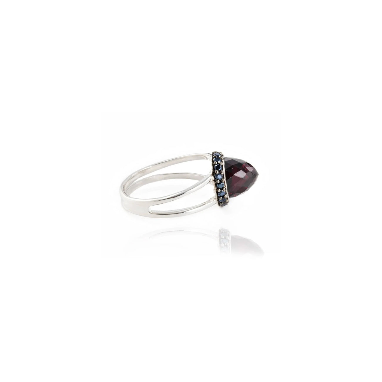 Istanbul Vibe Garnet and Black Spinel Ring in Sterling Silver