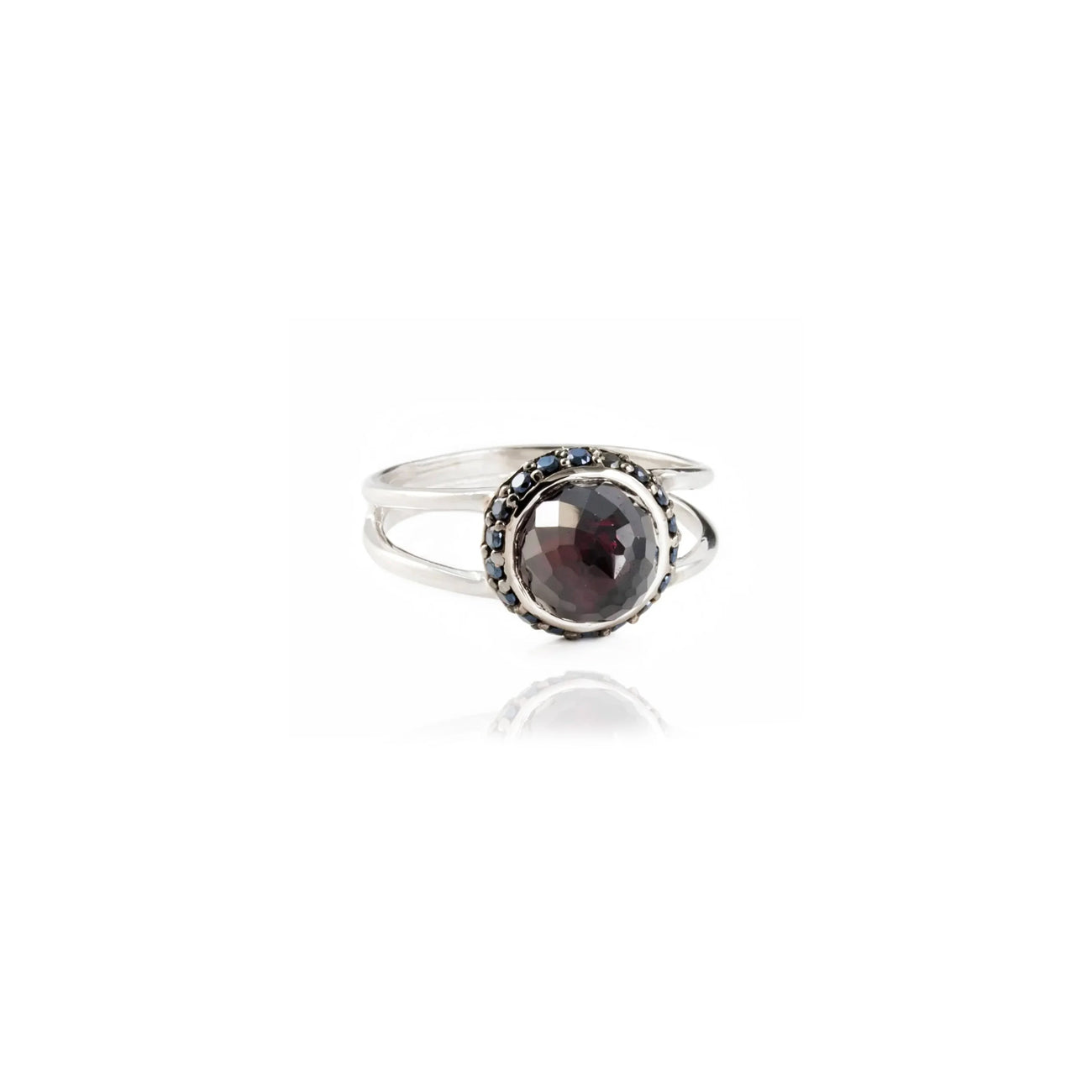 Istanbul Vibe Garnet and Black Spinel Ring in Sterling Silver
