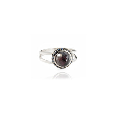 Istanbul Vibe Garnet and Black Spinel Ring in Sterling Silver