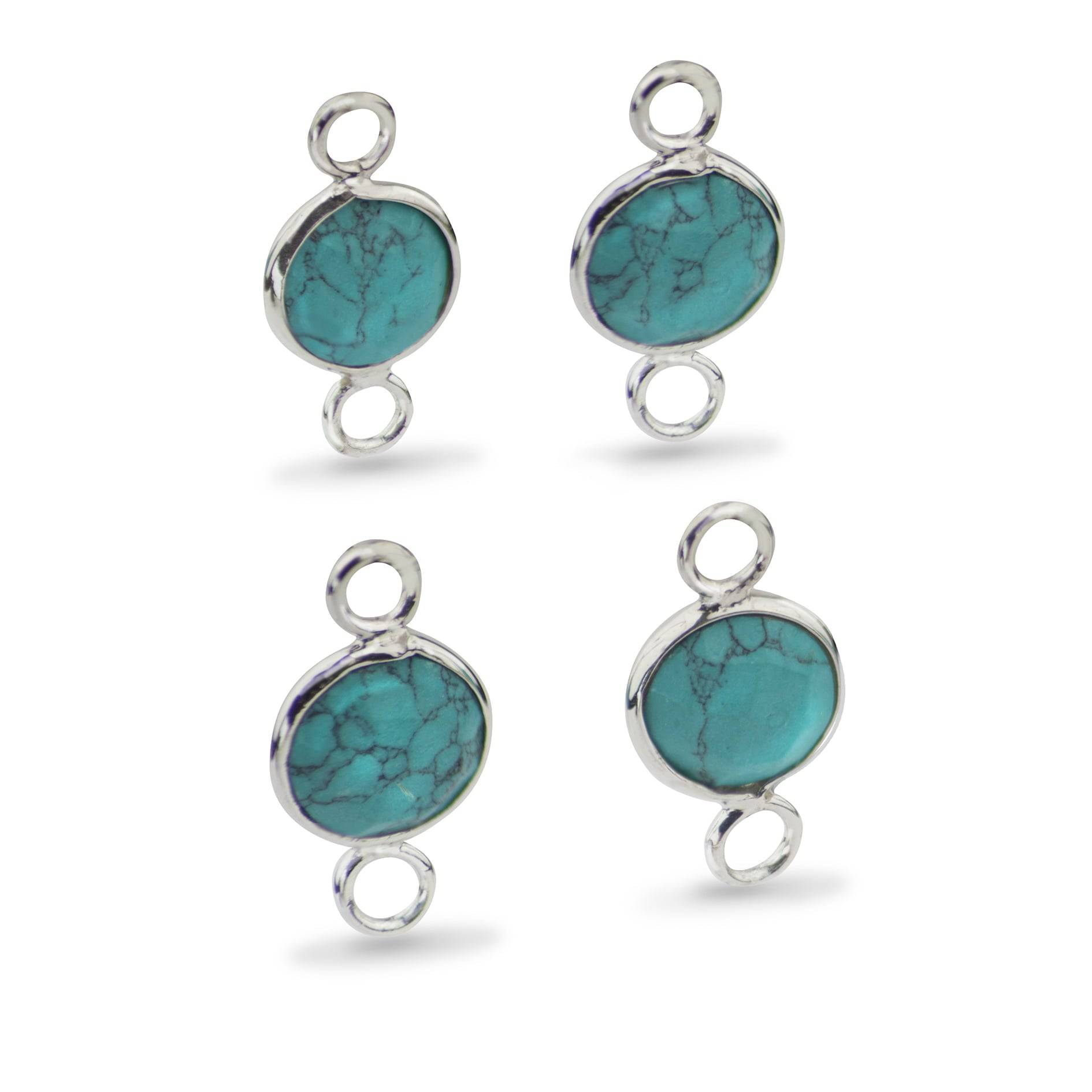 Round Shaped 8mm Faceted Turquoise Connectors