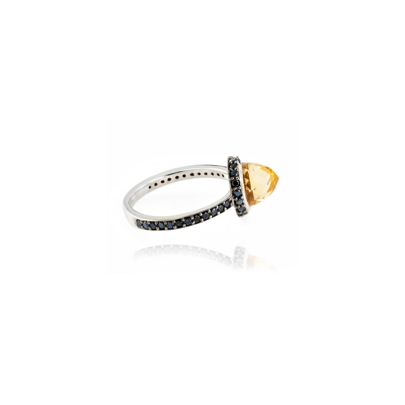 Istanbul Soul Citrine and Black Spinel Ring in Sterling Silver