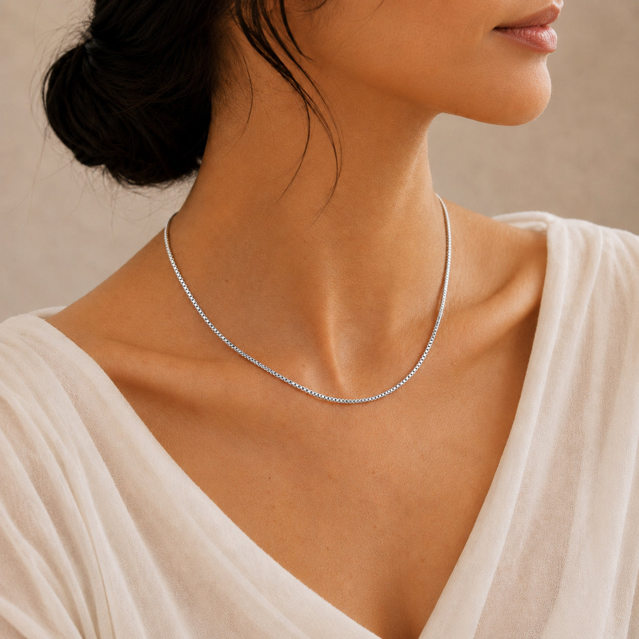 Fine Box Chain in Sterling Silver