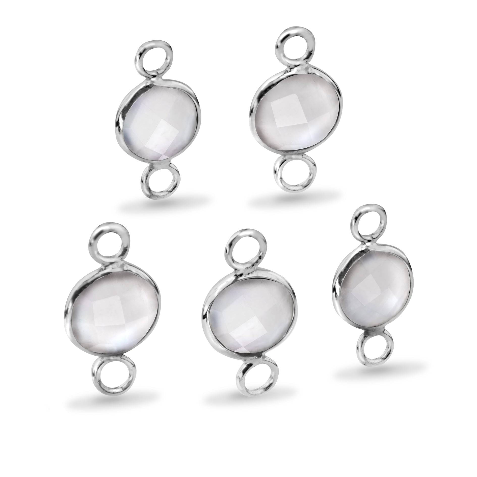 Round Shaped 8mm Faceted Moonstone Connectors