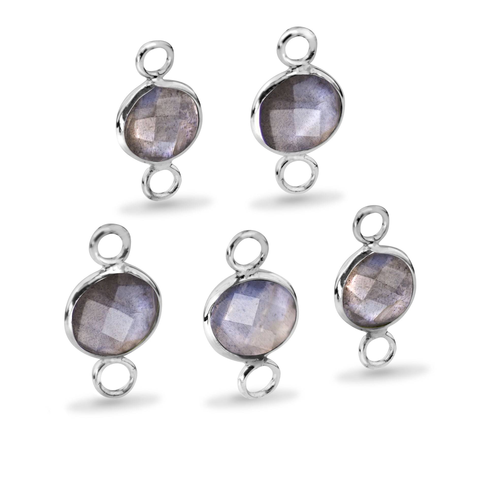 Round Shaped 8mm Faceted Labradorite Connectors