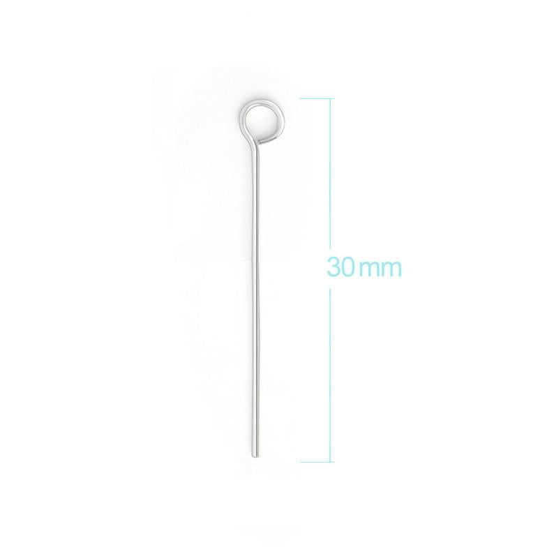 Eye Head Pins in Sterling Silver - Length 30mm