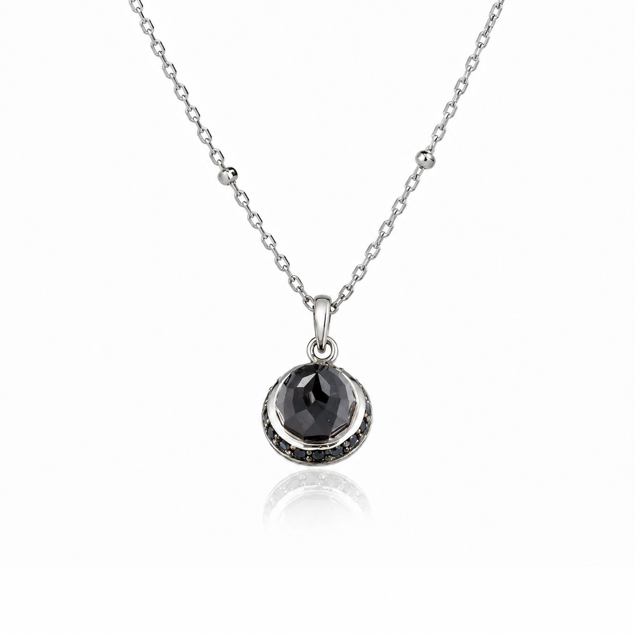 Istanbul Night Garnet and Black Spinel Pendant Necklace in Sterling Silver