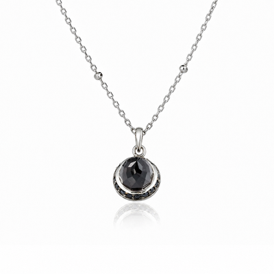Istanbul Night Garnet and Black Spinel Pendant Necklace in Sterling Silver