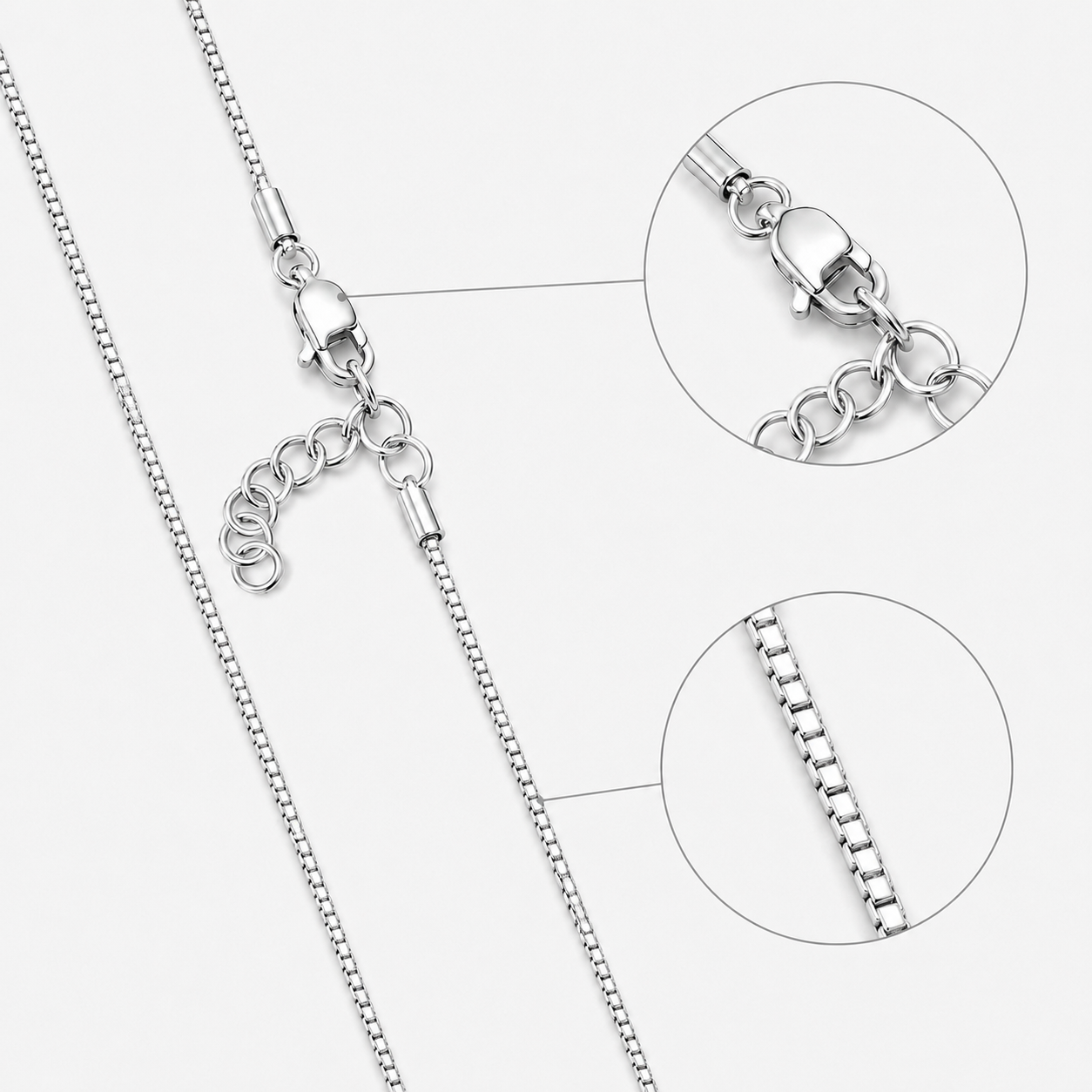 Fine Box Chain in Sterling Silver
