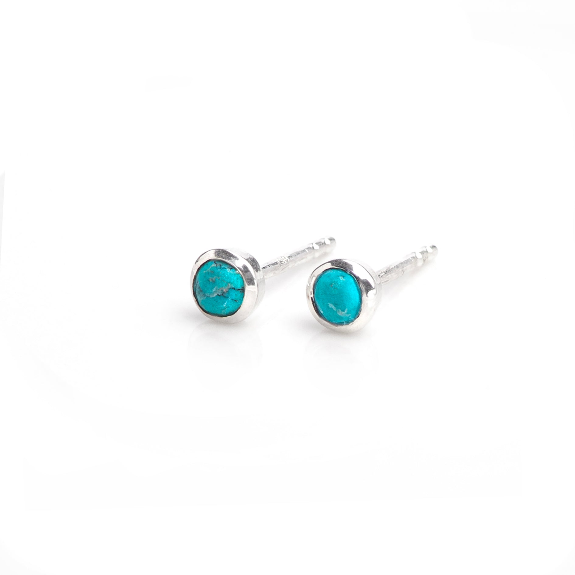 December Birthstone Tiny Stud Earrings In Sterling Silver ‚Turquoise