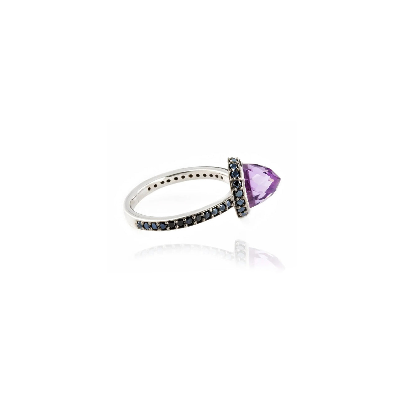 Istanbul Secret Amethyst and Black Spinel Ring in Sterling Silver