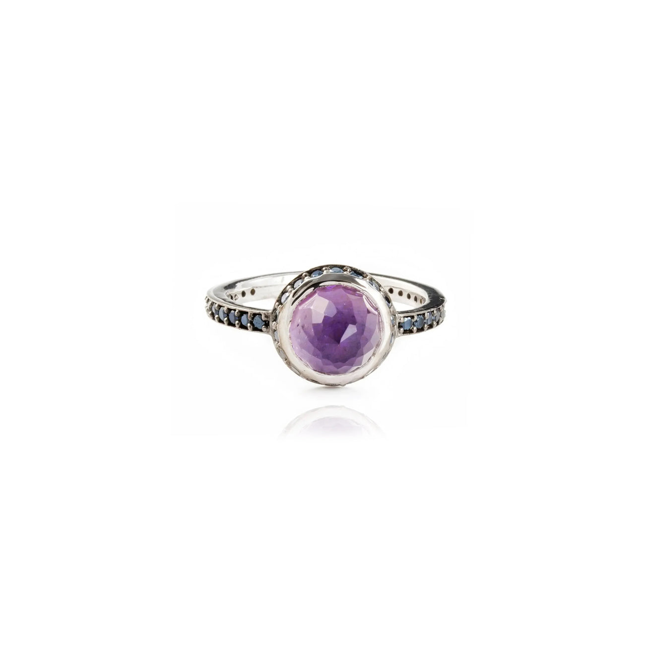 Istanbul Secret Amethyst and Black Spinel Ring in Sterling Silver