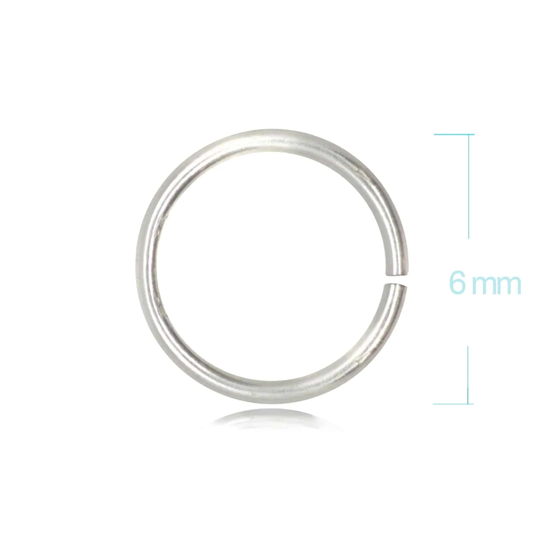 Open Jump Rings in 925 Sterling Silver - 6mm Diameter - 0.9mm Thickness