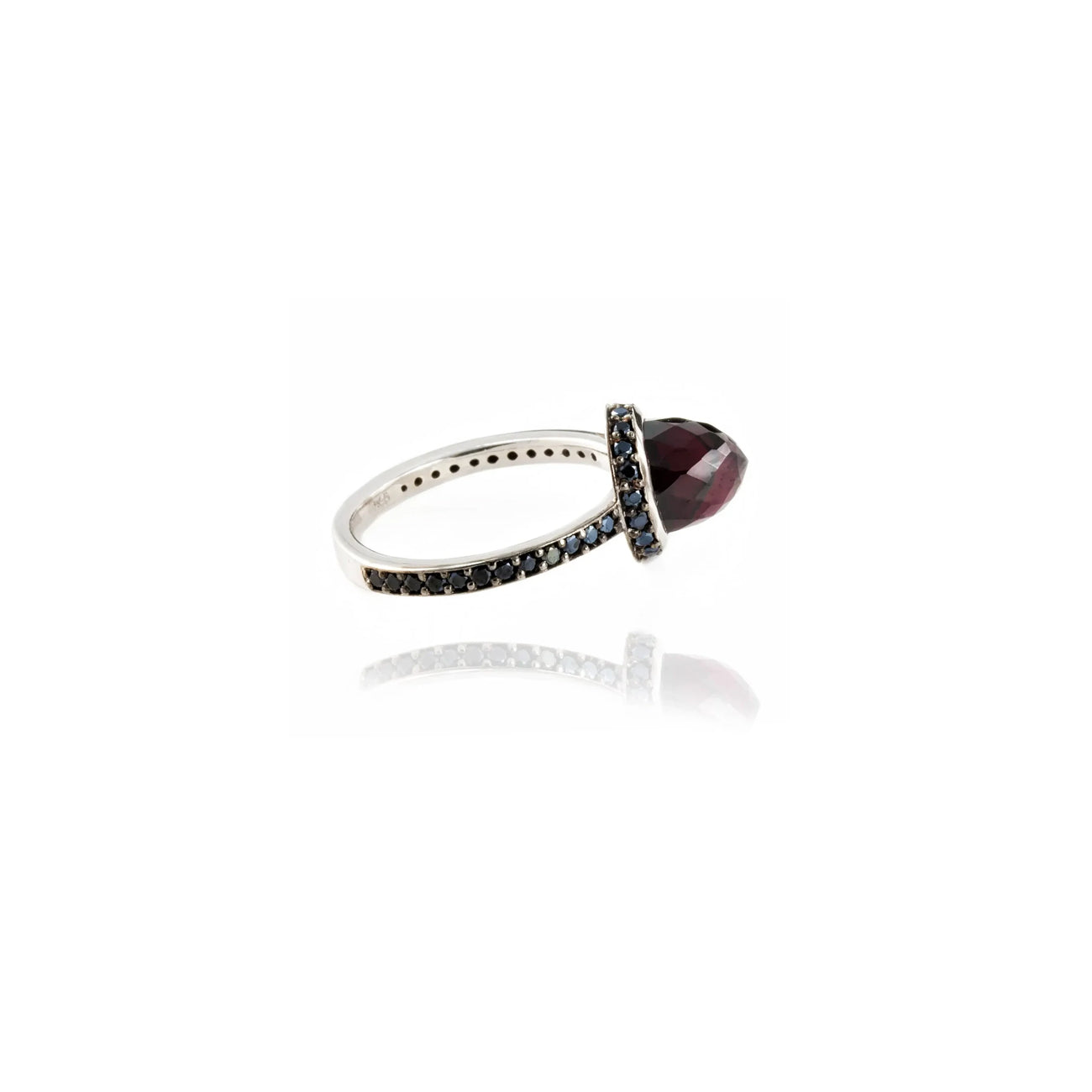 Istanbul Night Garnet and Black Spinel Ring in Sterling Silver