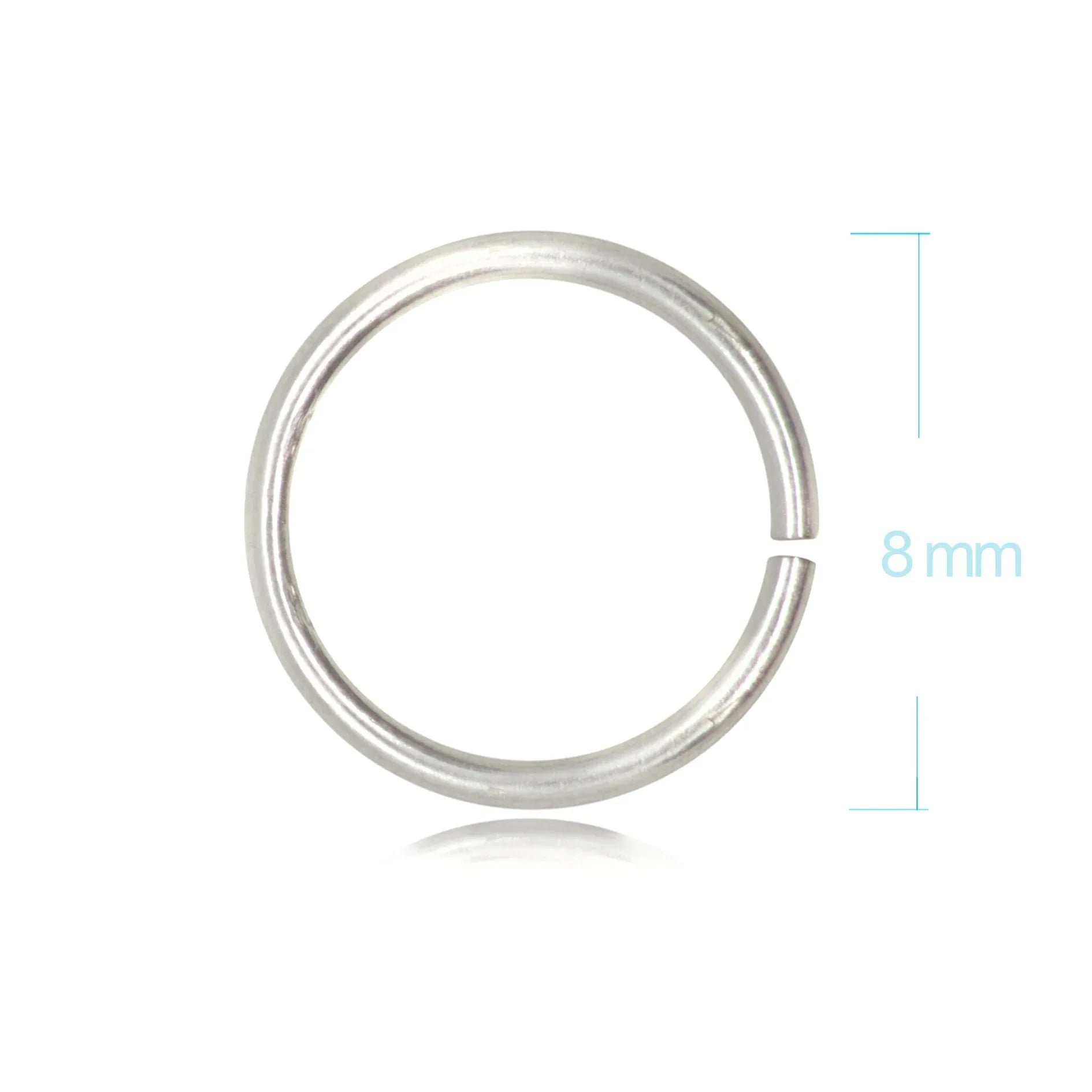 Open Jump Rings in 925 Sterling Silver - 8mm Diameter - 0.9mm Thickness