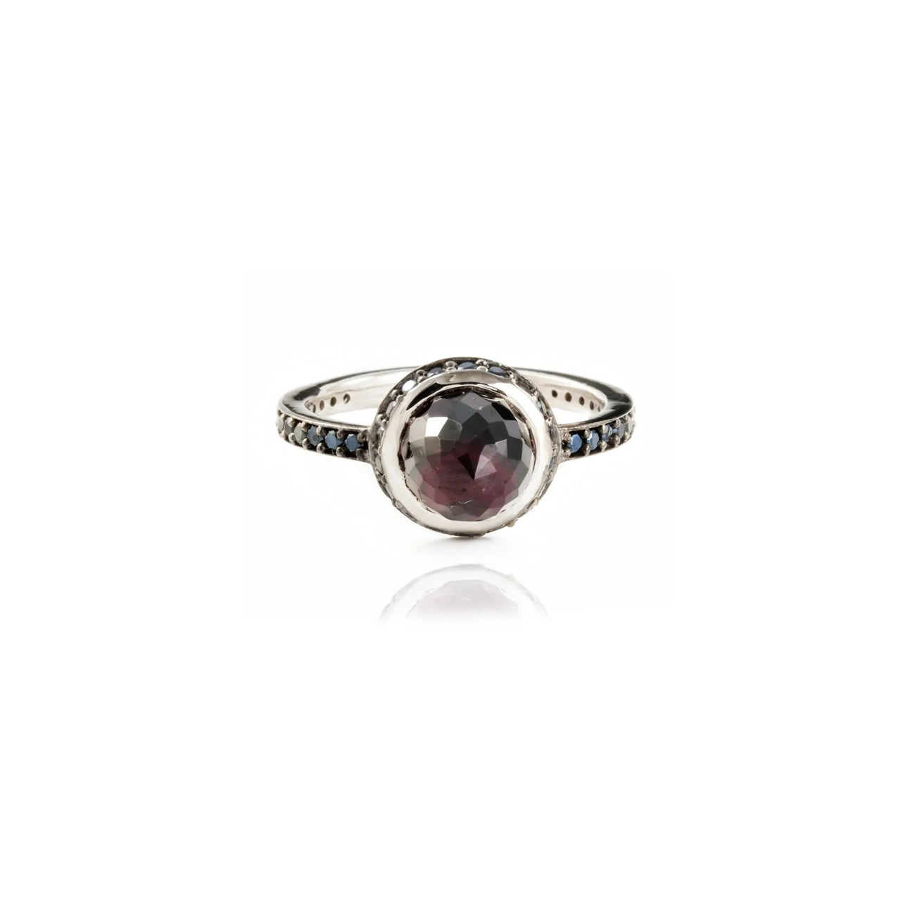 Istanbul Night Garnet and Black Spinel Ring in Sterling Silver
