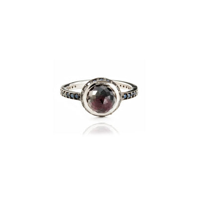 Istanbul Night Garnet and Black Spinel Ring in Sterling Silver