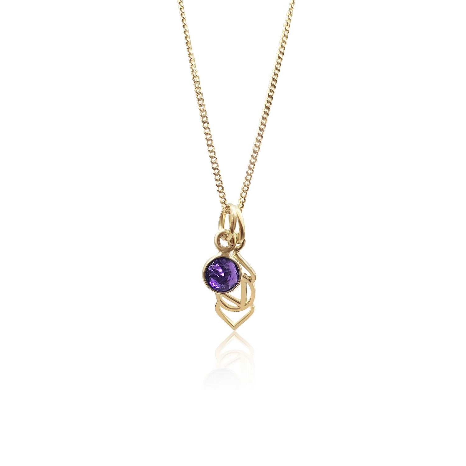Third Eye Chakra/Ajna Chakra Charm Necklace In Gold Vermeil- Amethyst