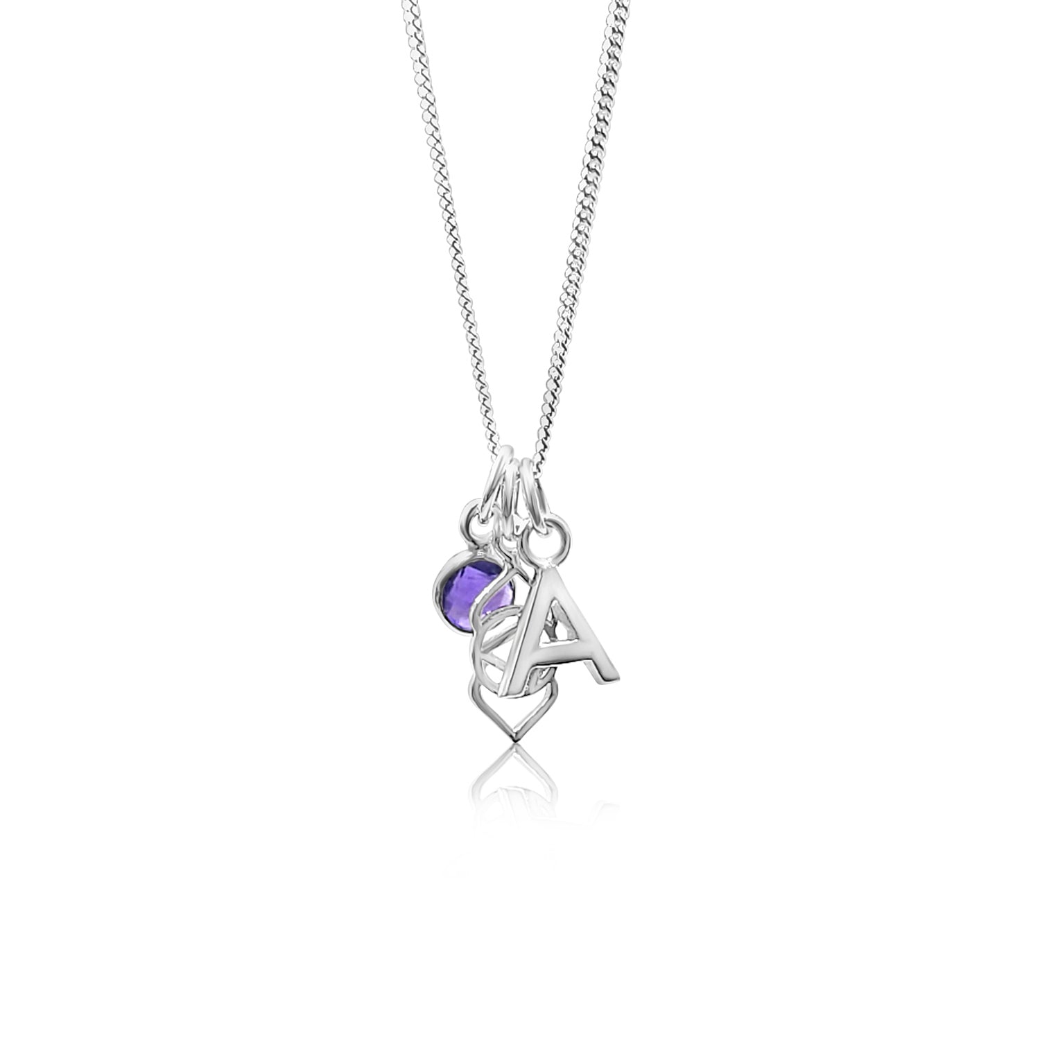Third Eye Chakra/Ajna Chakra Charm Necklace In Sterling Silver - Amethyst