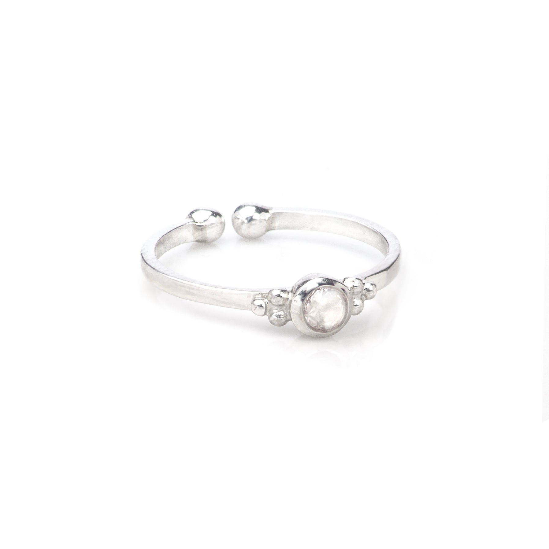April Birthstone Toe/Midi Ring In Sterling Silver-Crystal