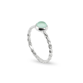 March Birthstone Ring ‚ Aqua Chalcedony in Sterling Silver