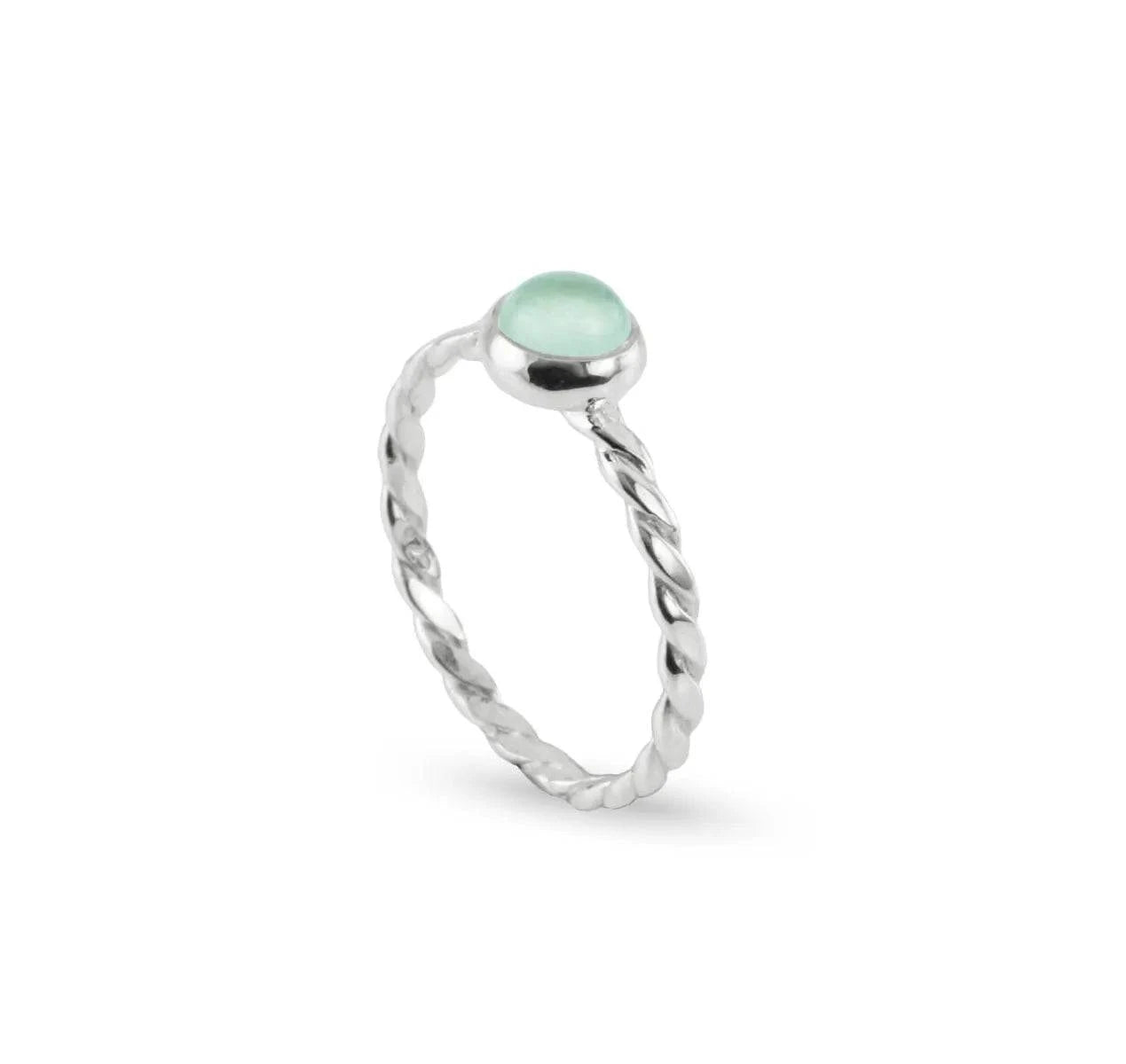March Birthstone Ring ‚ Aqua Chalcedony in Sterling Silver