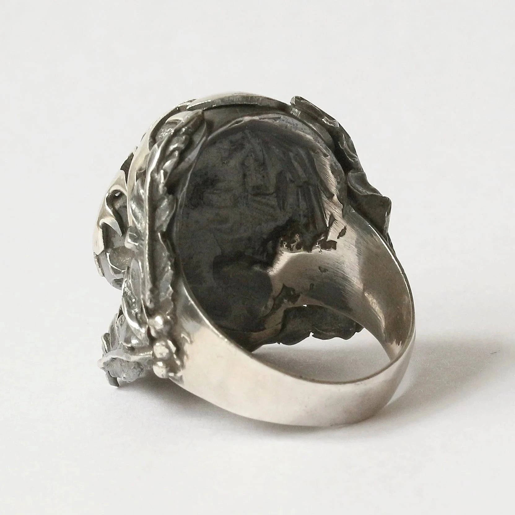 Mystic Power Skull Ring with Blue Topaz