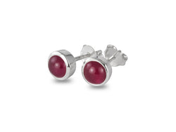 July Birthstone Earrings - Ruby in Sterling Silver