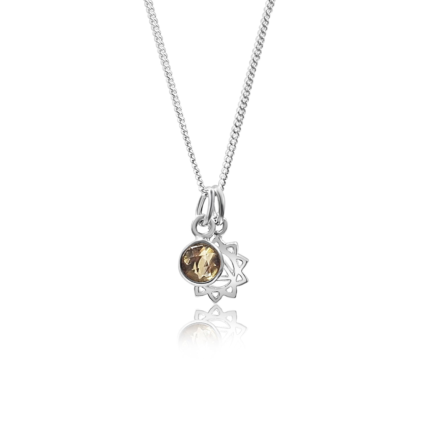 Solar Plexus Chakra/Manipura Chakra Charm Necklace In Sterling Silver - Citrine