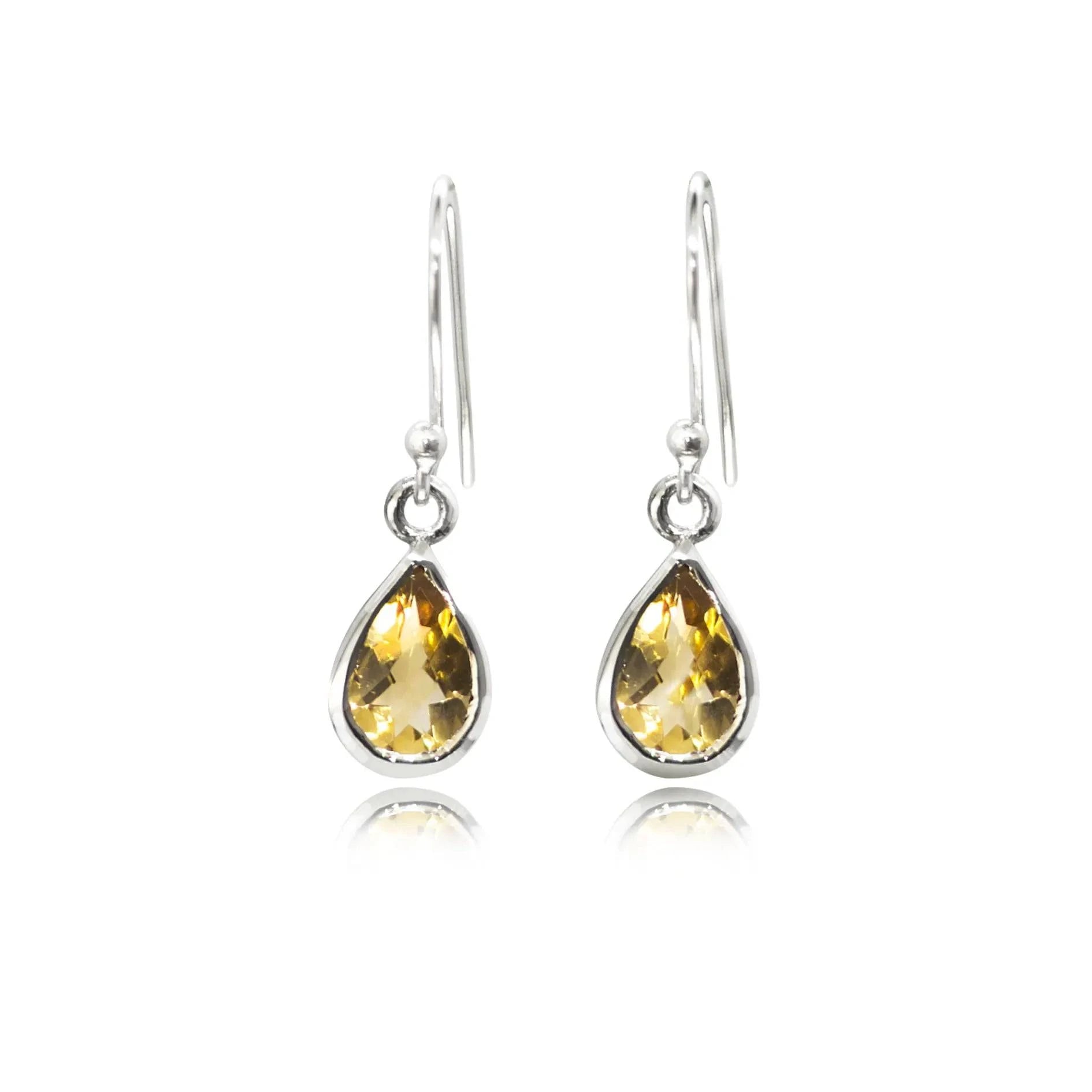 Faceted Citrine Teardrop/dangle earrings in sterling silver