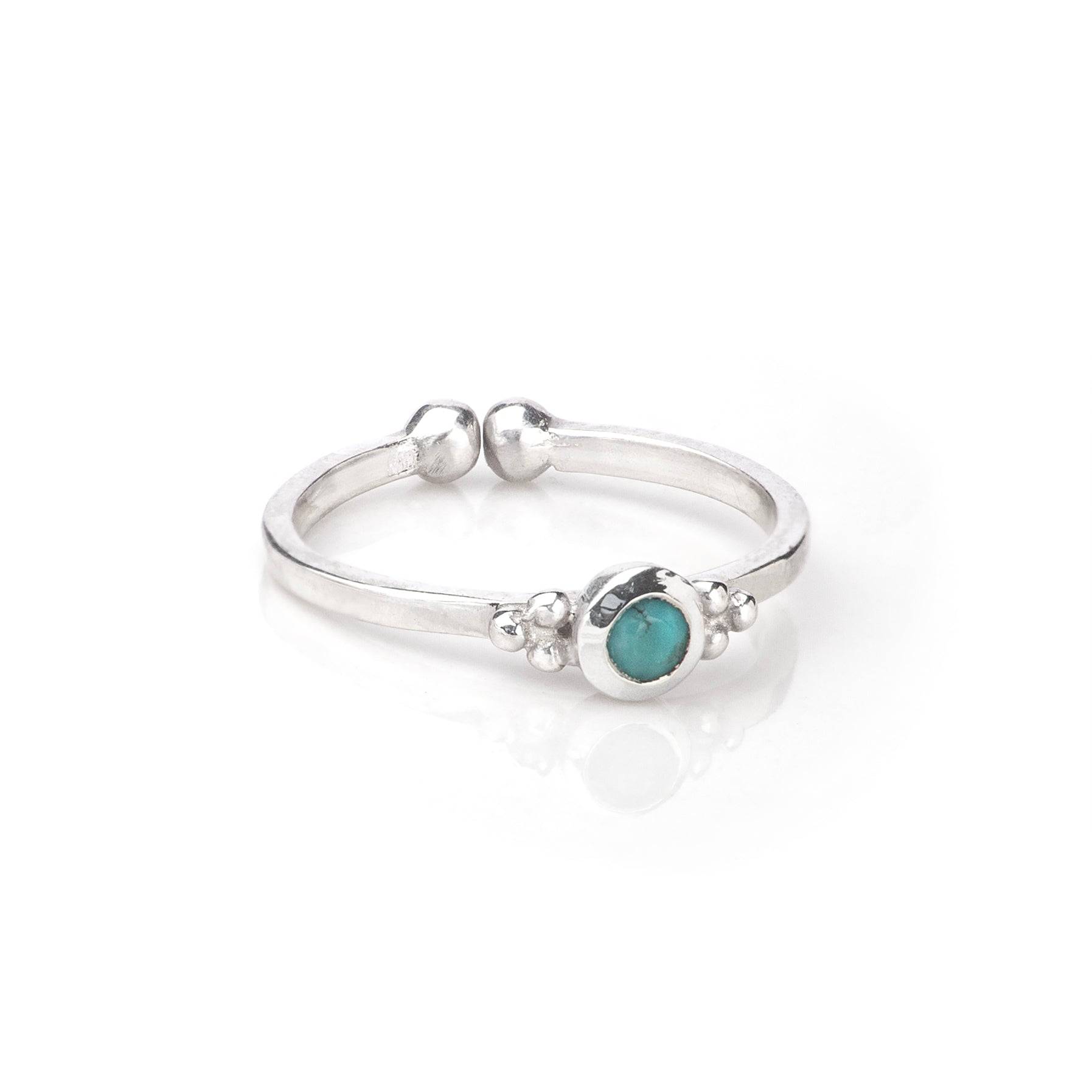December Birthstone Toe/Midi Ring In Sterling Silver-Turquoise