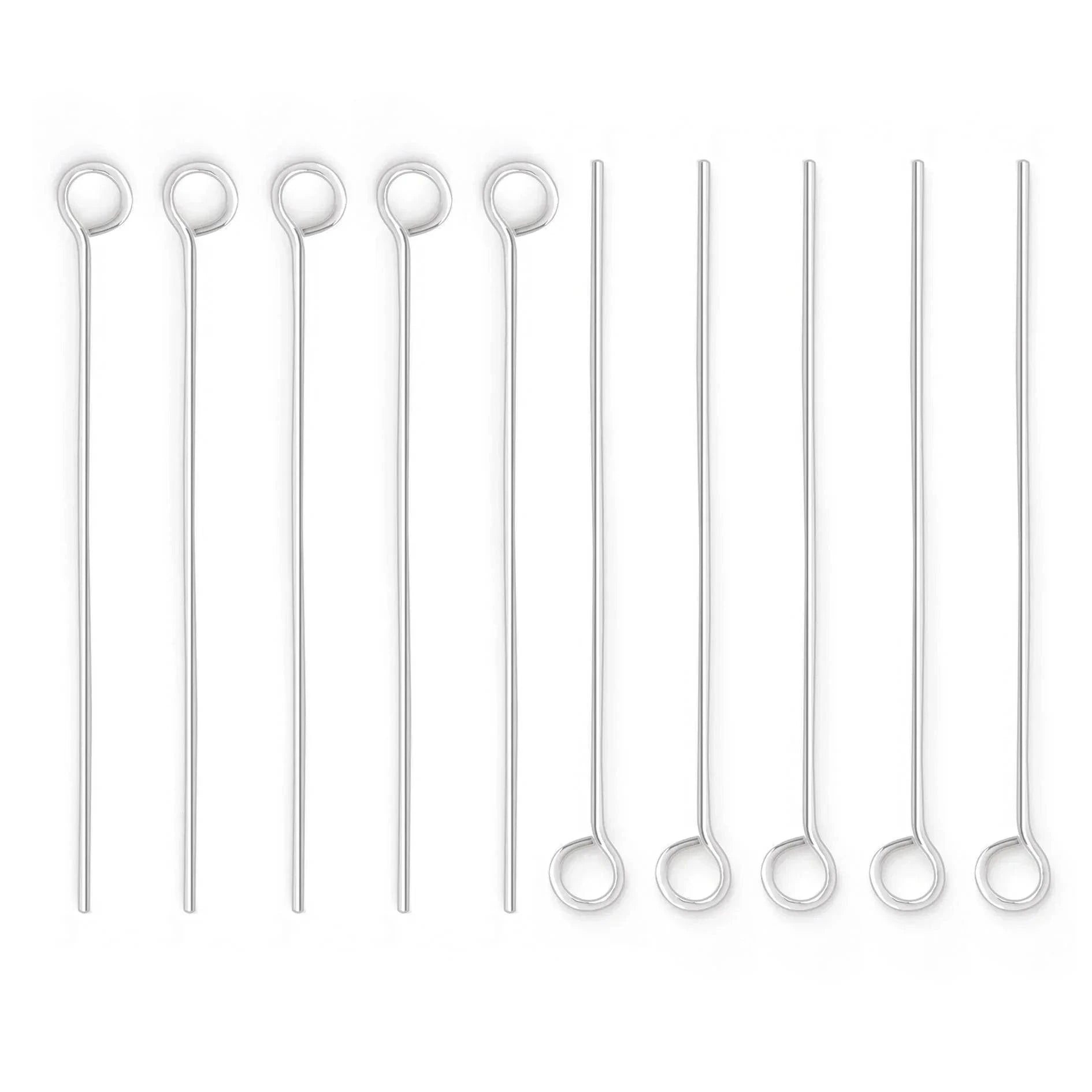 Eye Head Pins in Sterling Silver - Length 40mm