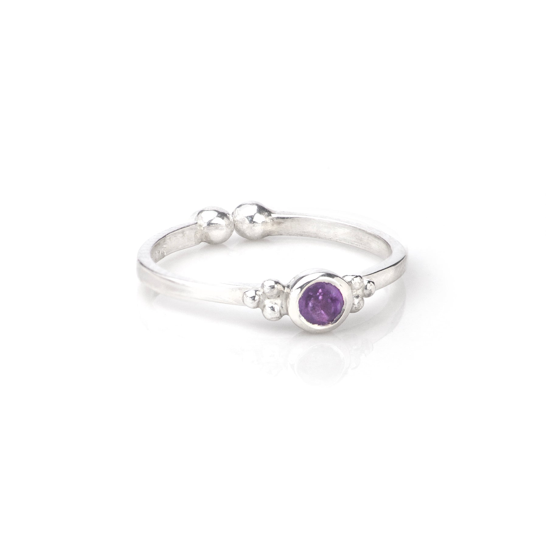 February Birthstone Toe/Midi Ring In Sterling Silver-Amethyst