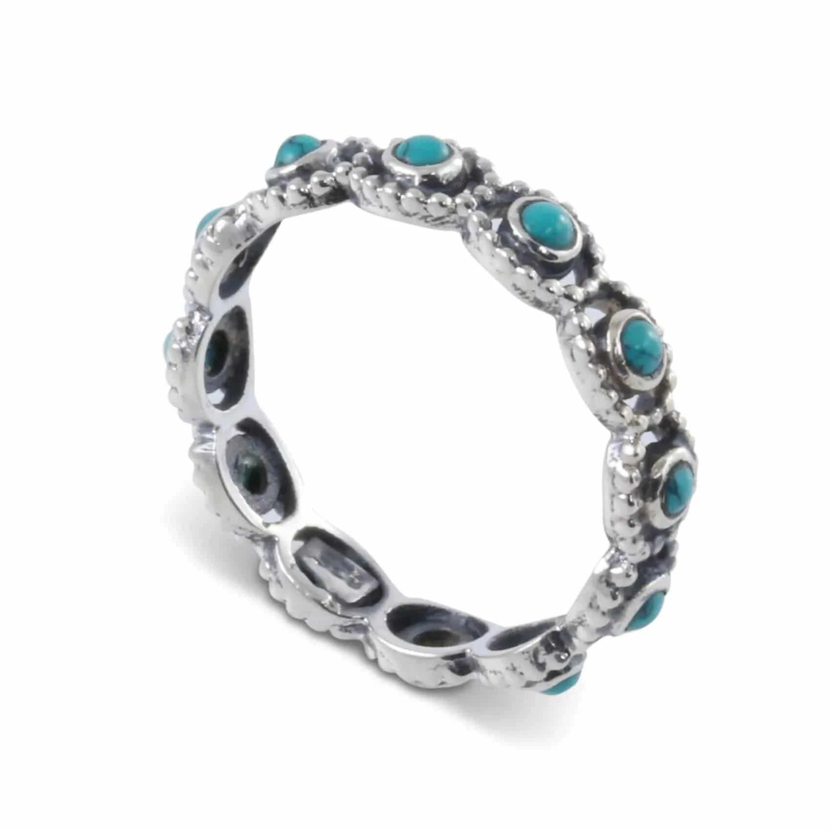 Fine Multi-Stone Turquoise Band in Sterling Silver