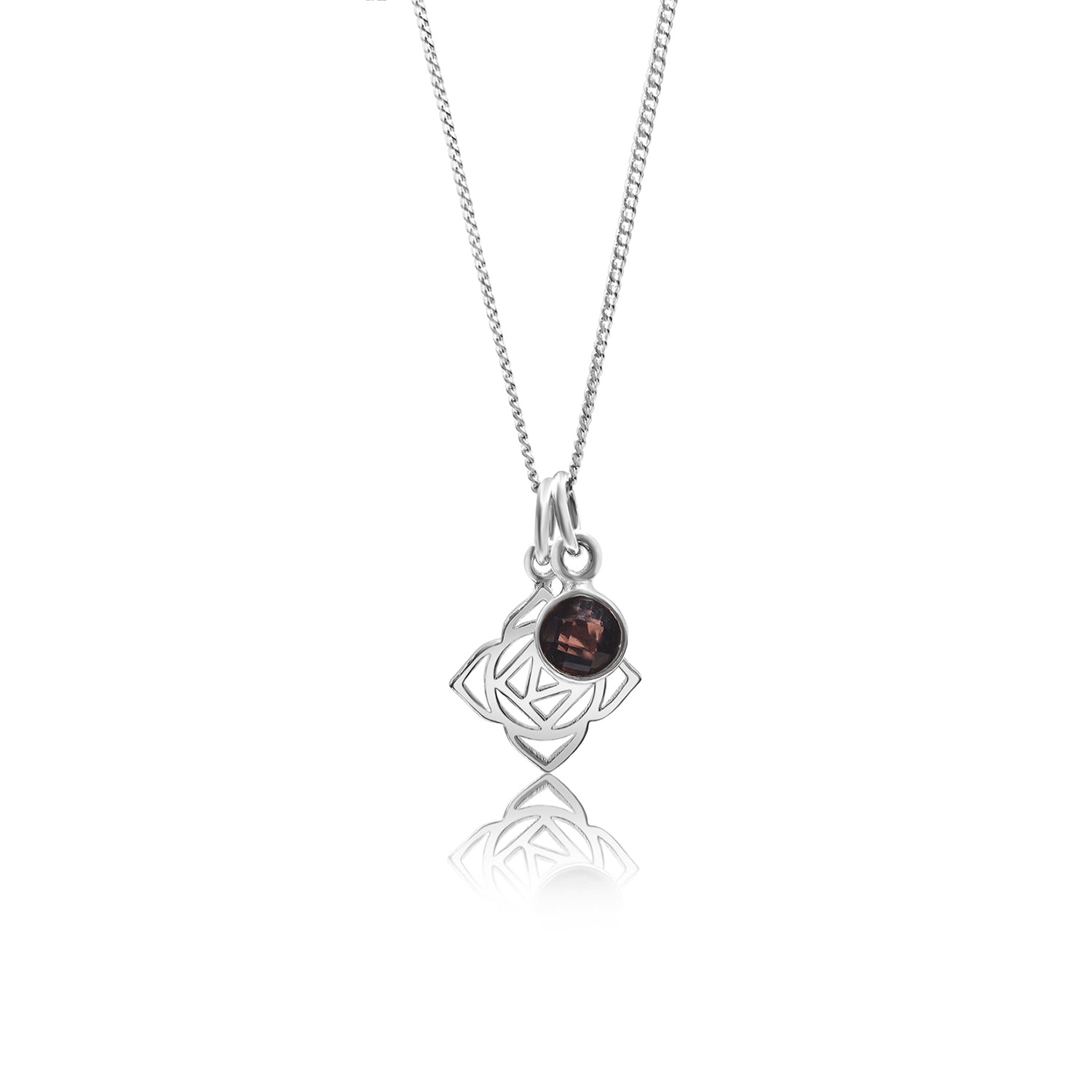 Root Chakra/Muladhara Chakra Charm Necklace In Sterling Silver - Garnet