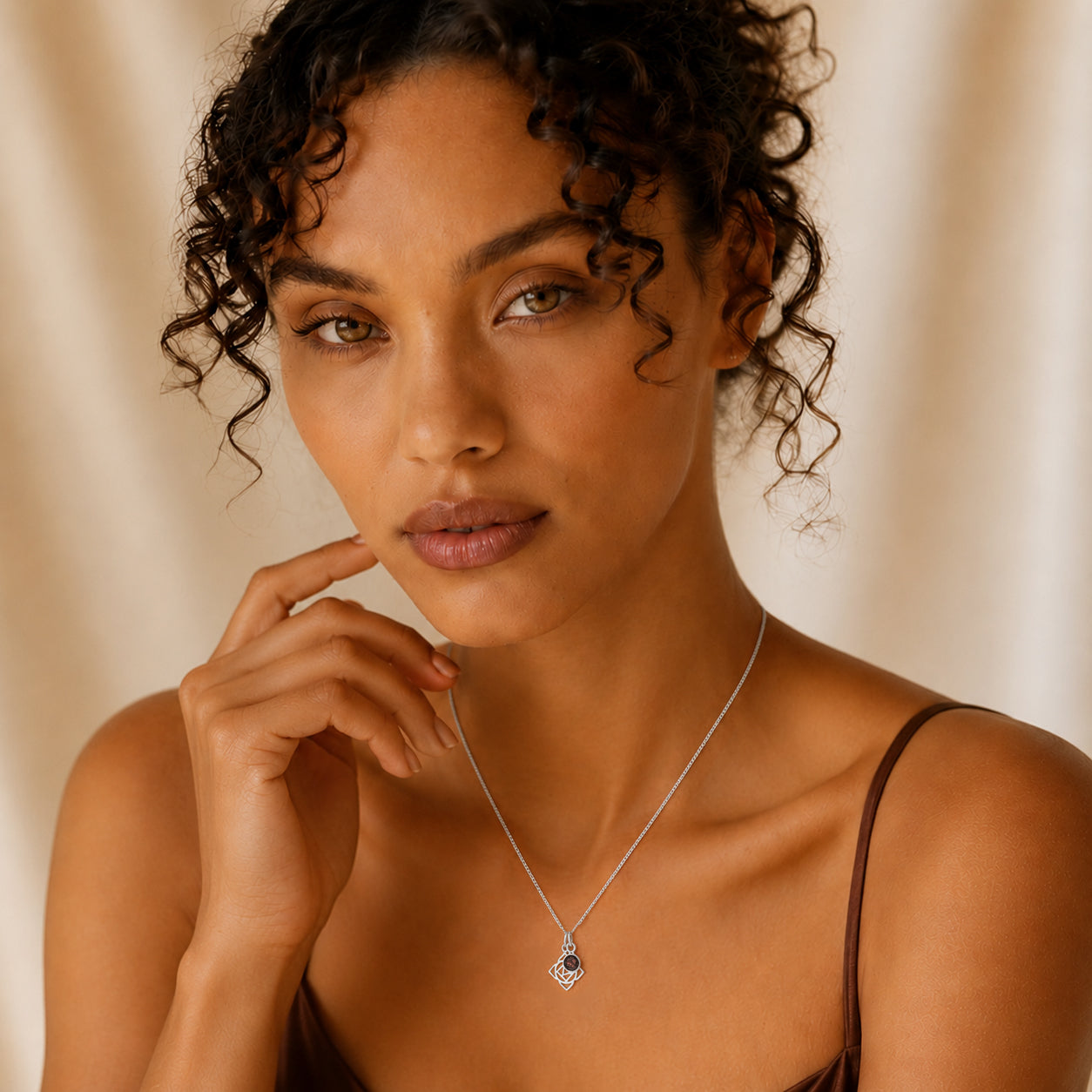 Root Chakra/Muladhara Chakra Charm Necklace In Sterling Silver - Garnet