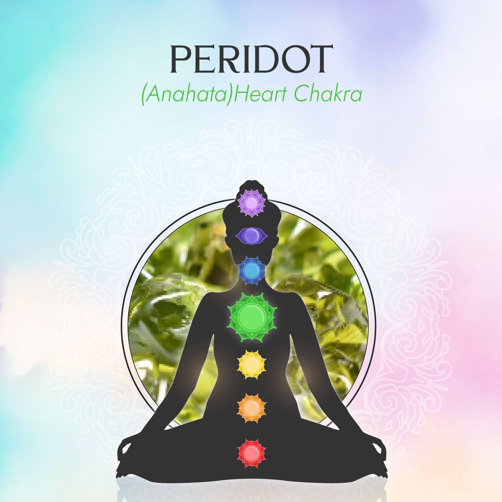 Heart Chakra/Anahata Chakra Charm Necklace In Sterling Silver - Peridot