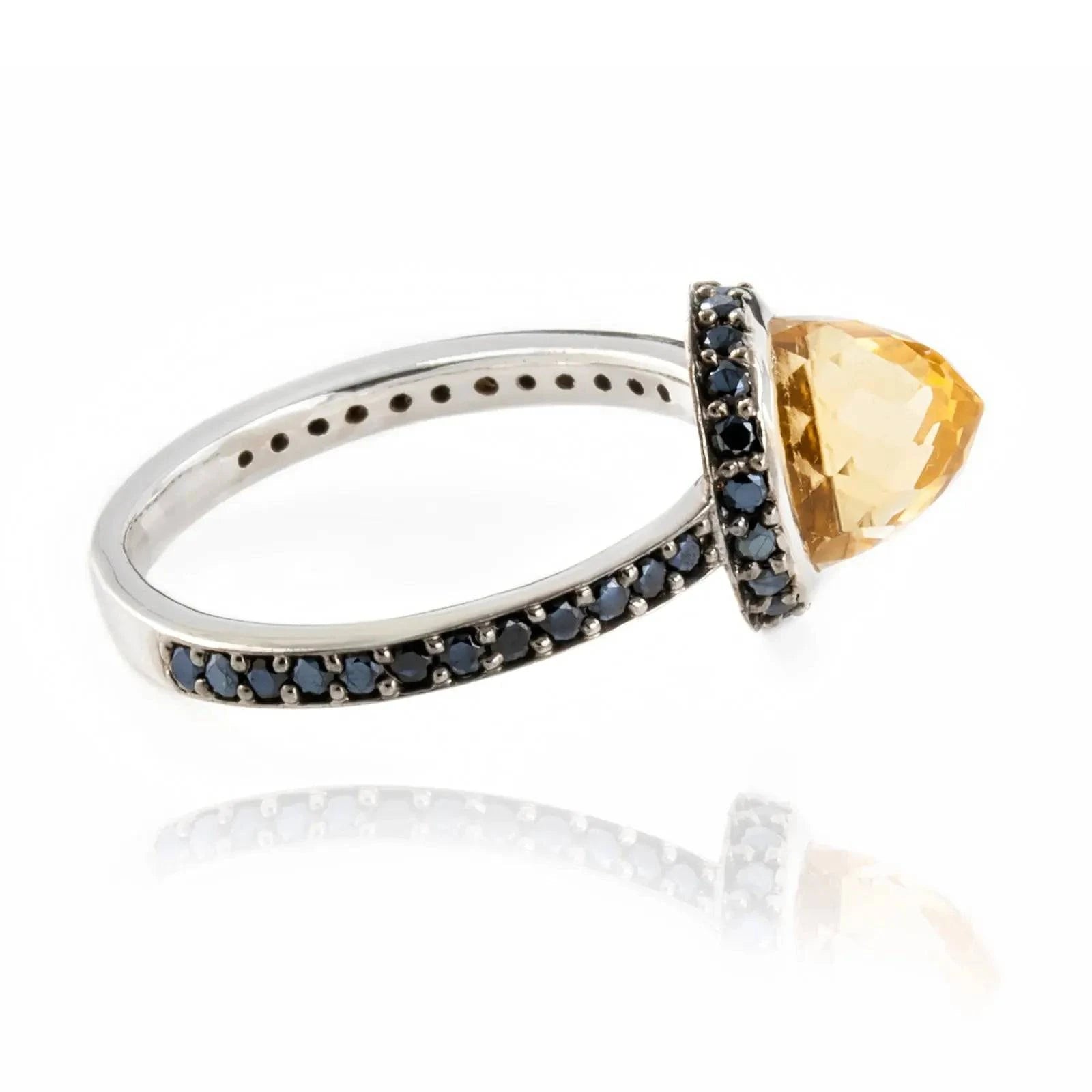 Istanbul Soul Citrine and Black Spinel Ring in Sterling Silver