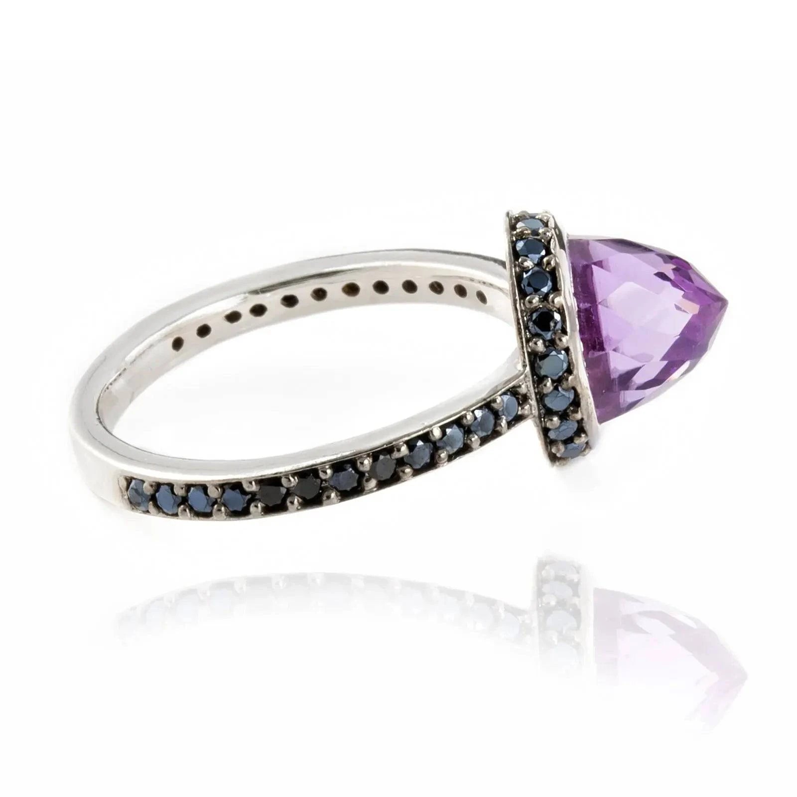 Istanbul Secret Amethyst and Black Spinel Ring in Sterling Silver