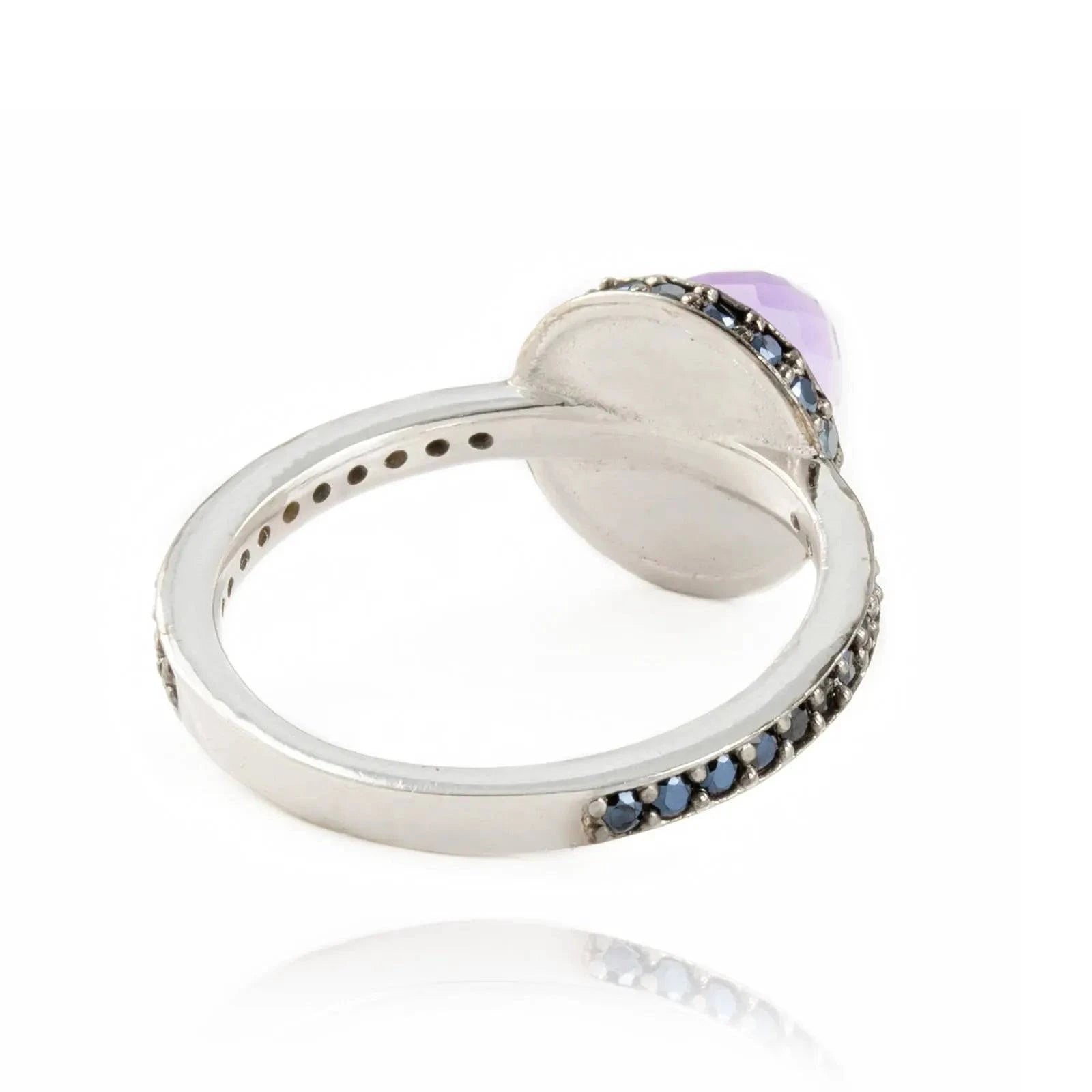 Istanbul Secret Amethyst and Black Spinel Ring in Sterling Silver