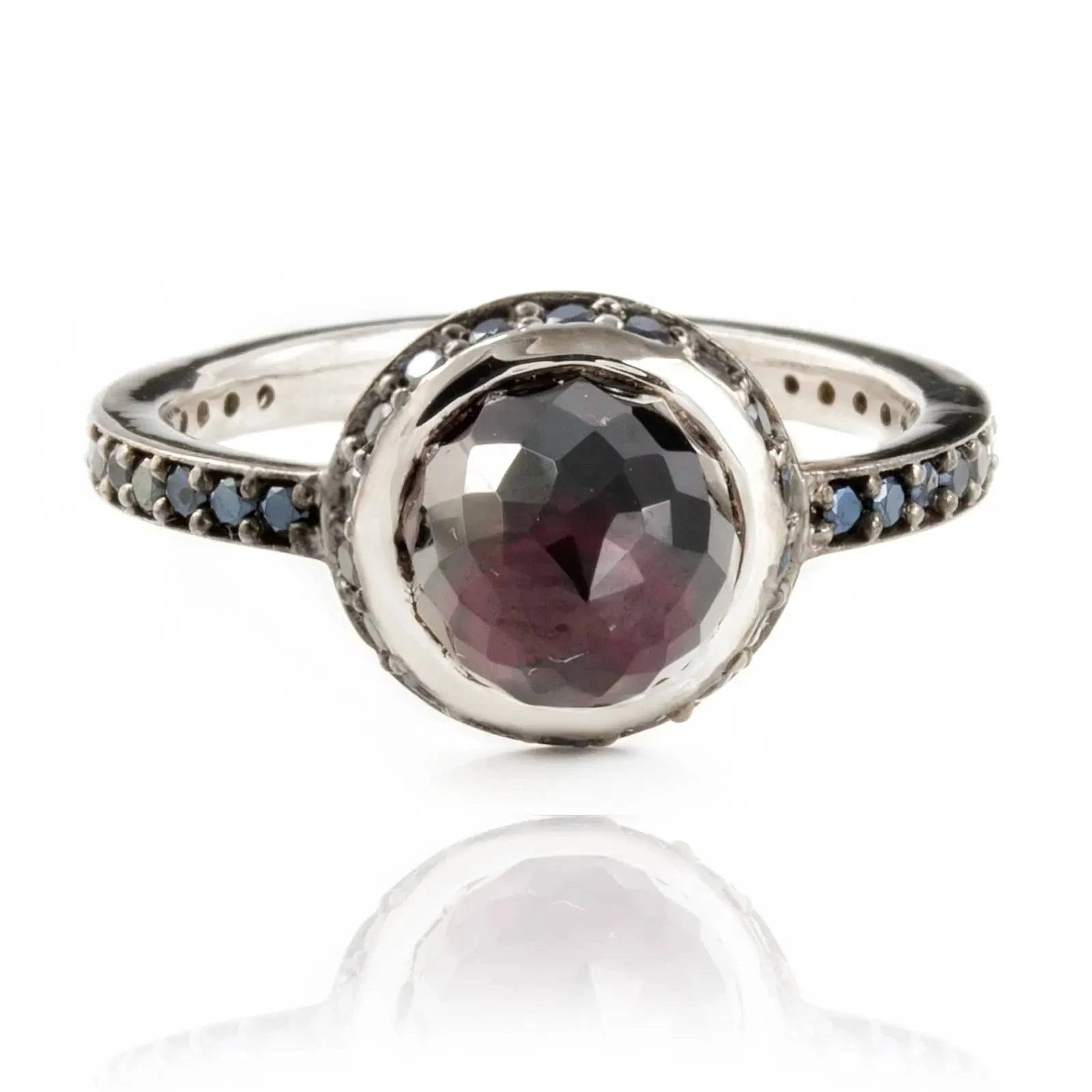 Istanbul Night Garnet and Black Spinel Ring in Sterling Silver