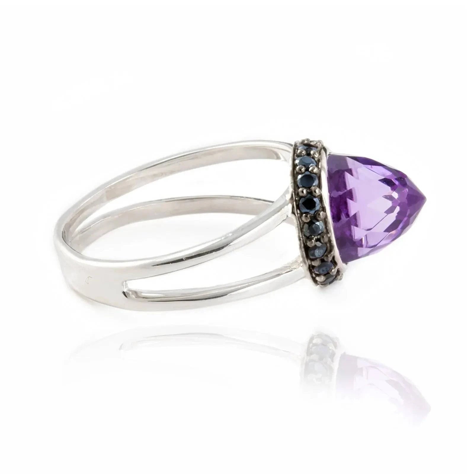 Istanbul Charm Amethyst and Black Spinel Ring in Sterling Silver