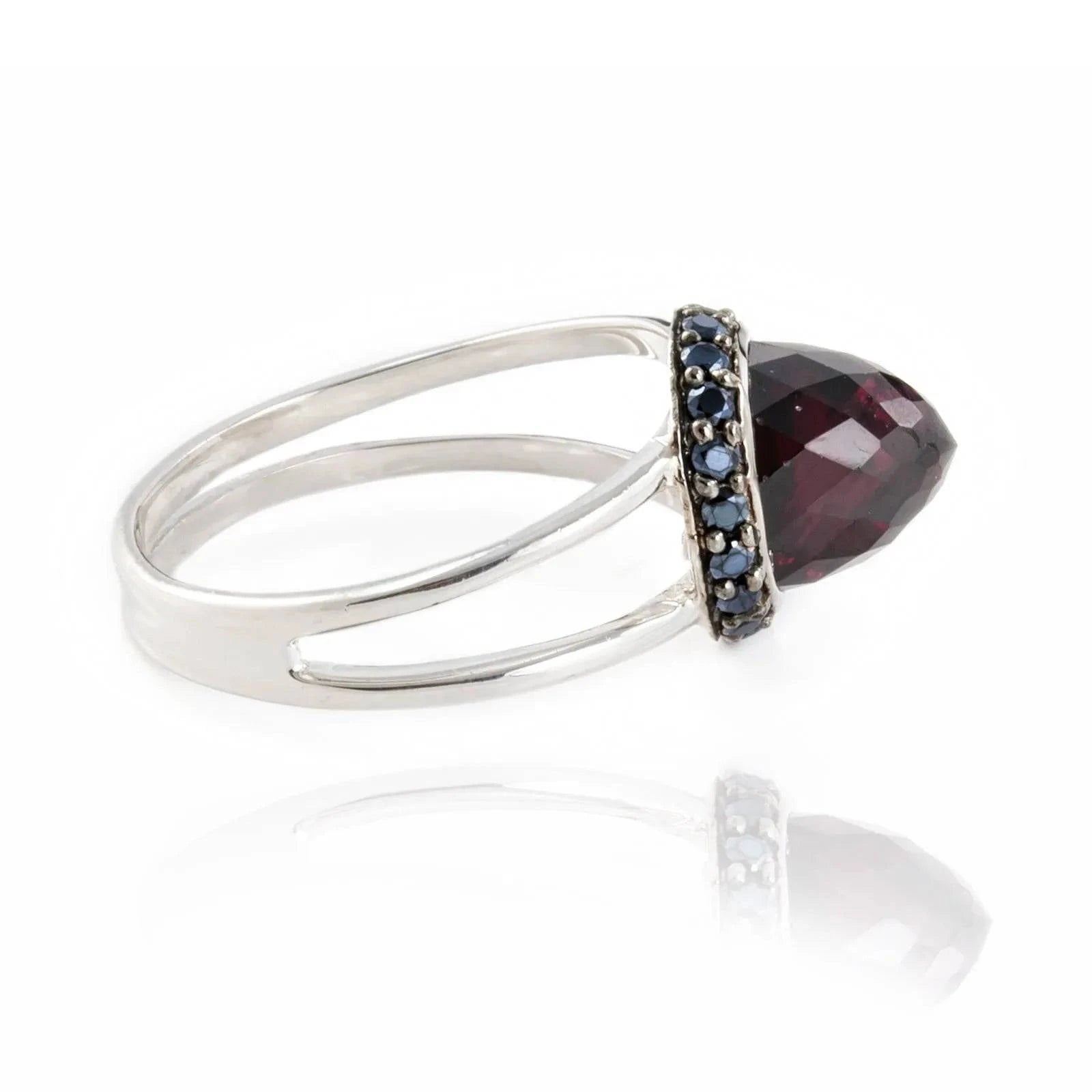 Istanbul Vibe Garnet and Black Spinel Ring in Sterling Silver