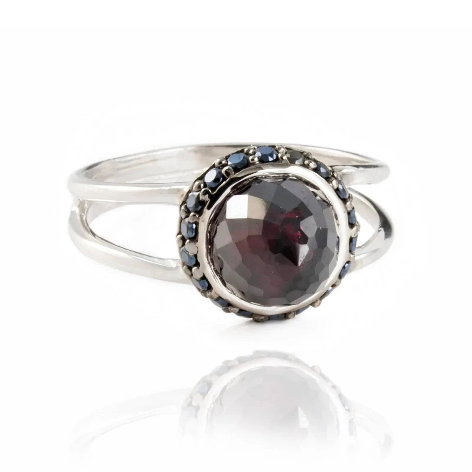 Istanbul Vibe Garnet and Black Spinel Ring in Sterling Silver