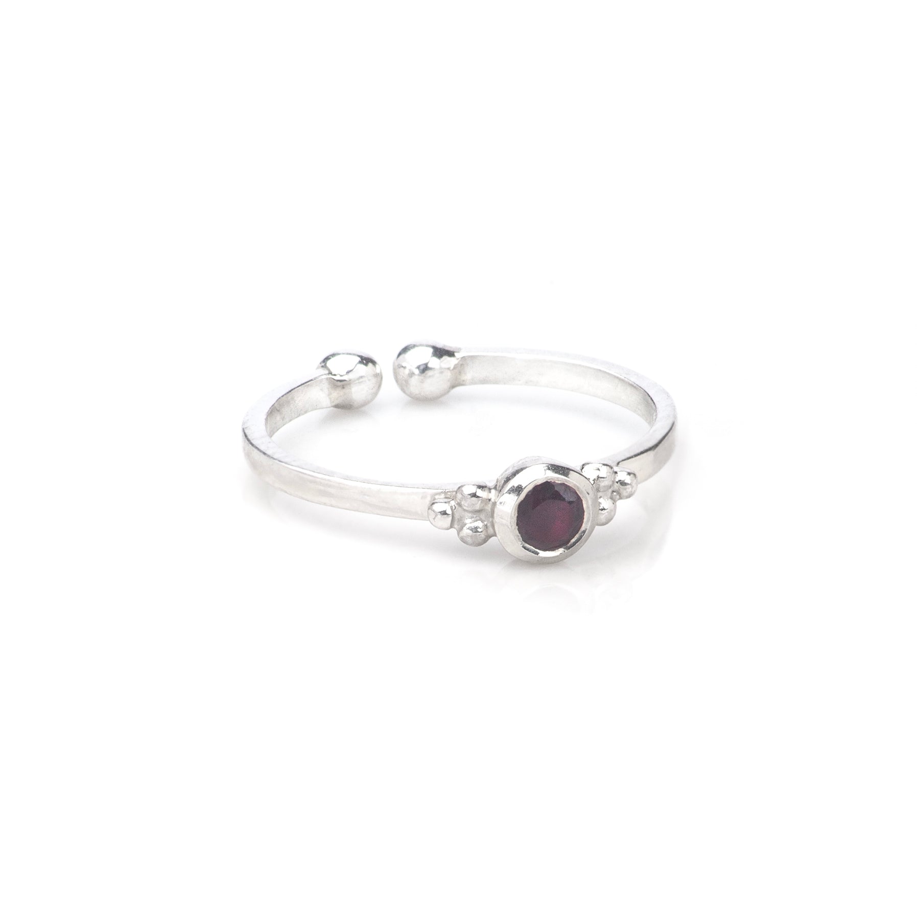 January Birthstone Toe/Midi Ring In Sterling Silver-Garnet