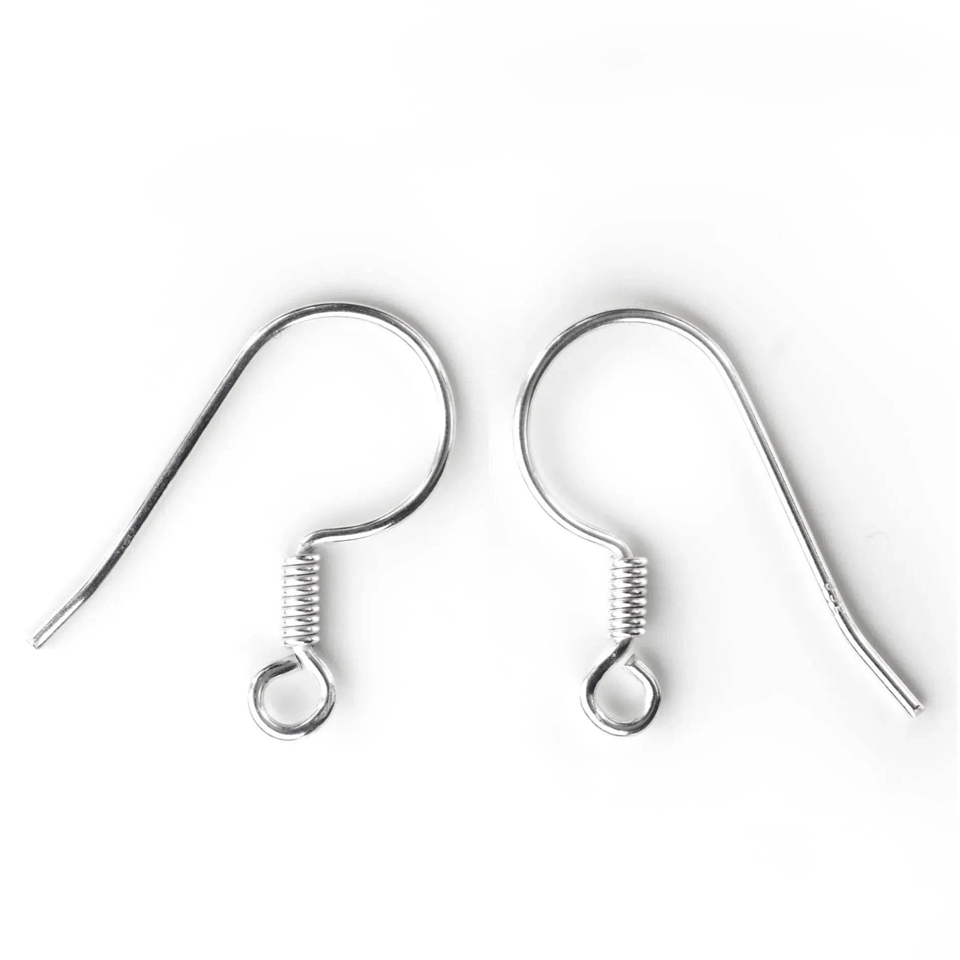 French Wire Earring Hook Findings in Sterling Silver - Length 17mm