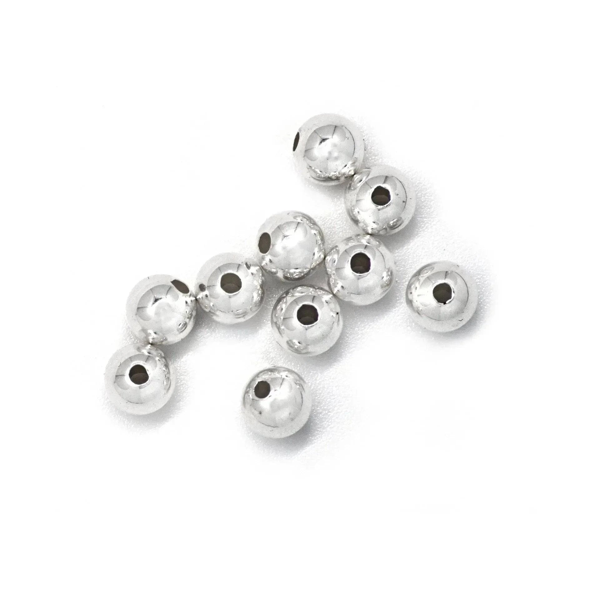 Plain Round Hollow Beads in 925 Sterling Silver - 5mm Diameter